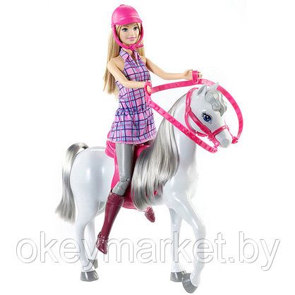 Игровой набор Кукла Mattel Barbie - Кукла с красивой лошадью и аксессуарами для верховой езды - Барби DHB68, фото 2