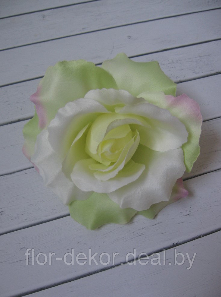 Головка розы  молочно-салатовая, D 13 см.