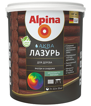 Лазурь для дерева Alpina АКВА Прозрачный 2,5 л., фото 2