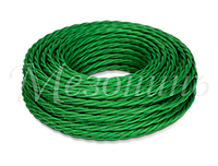 Витой ретро провод 2*1,5 Зеленый шёлк, Interior Electric