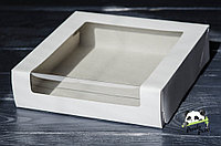 Коробка с прозрачным окном для торта 225х225х60 белая, фото 1
