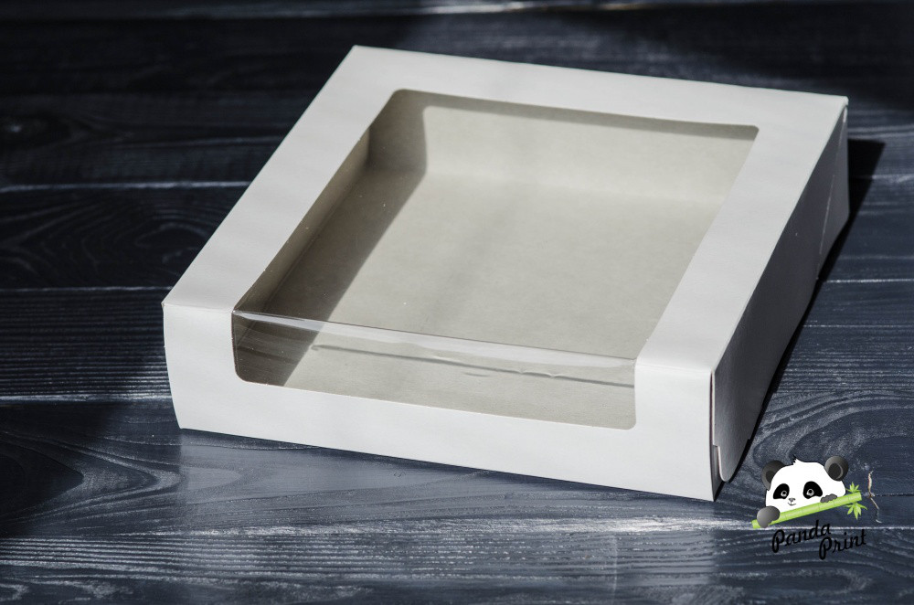 Коробка с прозрачным окном для торта 225х225х110 белая - фото 2 - id-p82010387