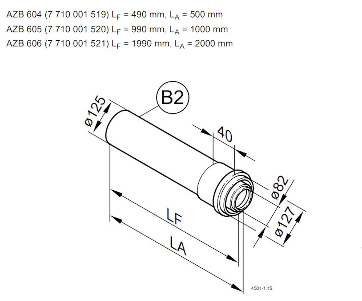 Коаксиальная труба Bosch FC-C80-500 DN80/125 PP, 0,5 м, п/м - фото 7 - id-p82036727