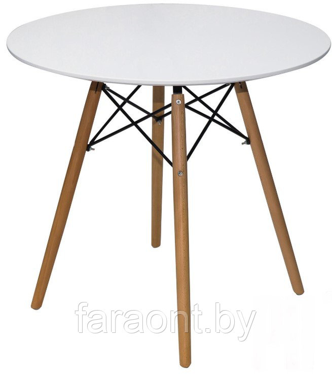 Стол S-0309 EAMES DSW D.800 белый (опоры дерево)