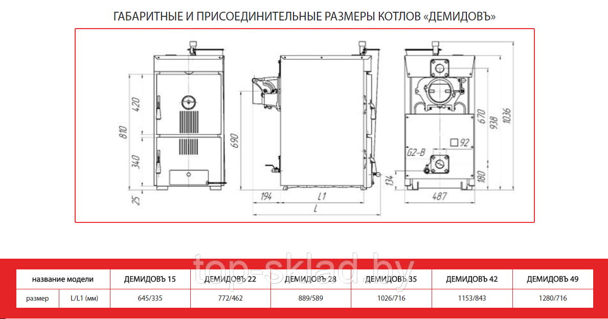 Котел чугунный твердотопливный Кронтиф Демидовъ 3 секции - фото 3 - id-p82141894