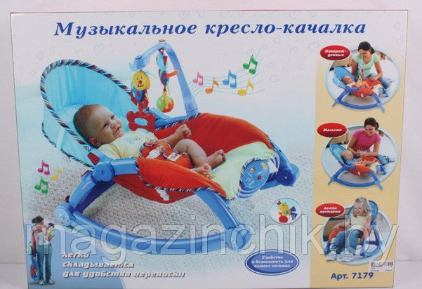 Детский шезлонг (кресло-качалка) с игрушками Joy Toy 7179 от 0 до 18 кг аналог Fisher-price - фото 3 - id-p3957562