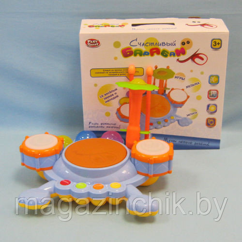 Музыкальная детская ударная установка Счастливый барабан 7351 Play Smart со светом и звуком купить в Минске - фото 2 - id-p3957742