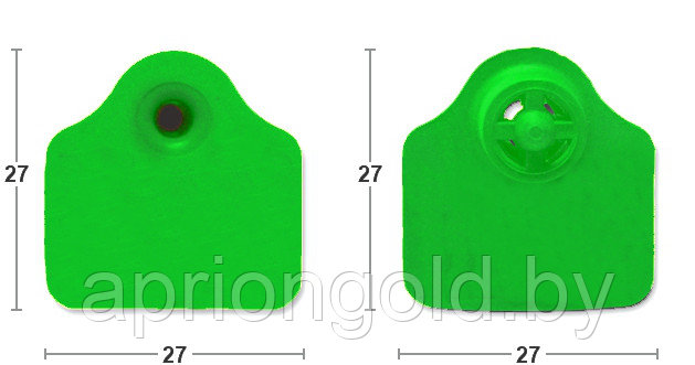 "Бирка ушная MF L/L  27х27 TMP, зелёная"