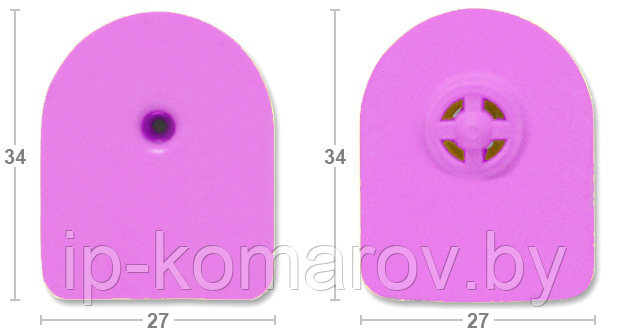 "Бирка ушная MF P/P 27x34 TMP, розовая", фото 1