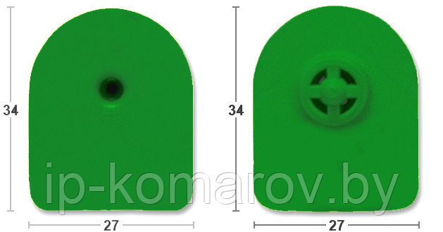 "Бирка ушная MF P/P 27x34 TMP, зелёная"