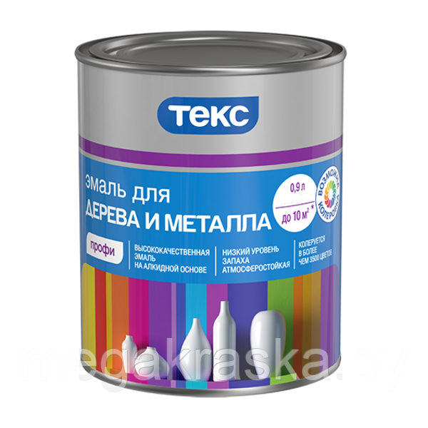 Эмаль для дерева и металла "текс профи" 0.9л.