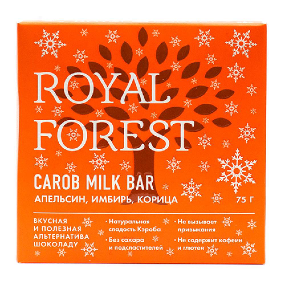 Шоколад из кэроба с апельсином, имбирем и корицей ROYAL FOREST, 75 г