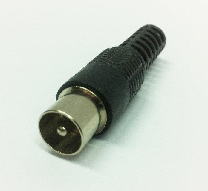 Штекер TB(PAL) на кабель RG6/U.винт-обжим ( черный пластик-никель)