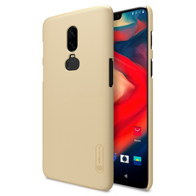 Пластиковый чехол с пленкой Nillkin Super Frosted Shield Золотой для OnePlus 6 - фото 3 - id-p82381863