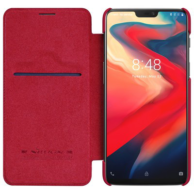 Кожаный чехол Nillkin Qin Leather Case Красный для OnePlus 6 - фото 3 - id-p82381922