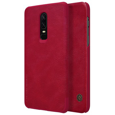 Кожаный чехол Nillkin Qin Leather Case Красный для OnePlus 6 - фото 4 - id-p82381922