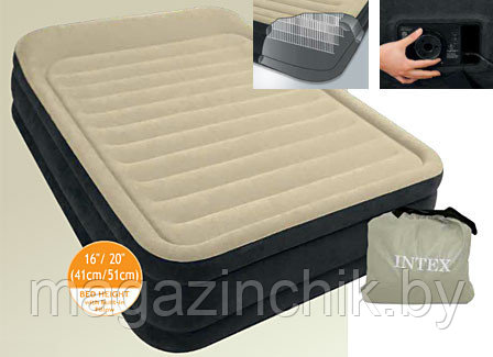 Надувная двуспальная кровать Intex 64408 Queen Premium Comfort с встроенным электронасосом 152*203*46см - фото 2 - id-p3967052