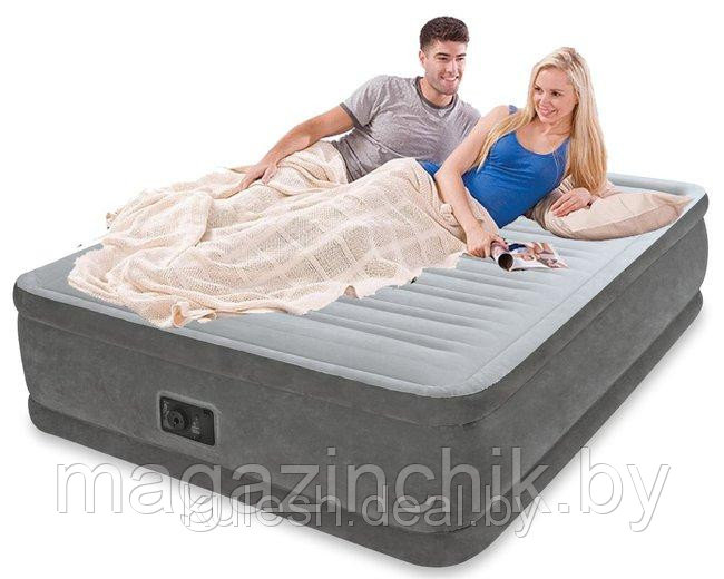 Надувная двуспальная кровать-матрас Intex 64414 Queen Comfort-Plush с встроенным электронасосом 152*203*46 см - фото 2 - id-p3967097