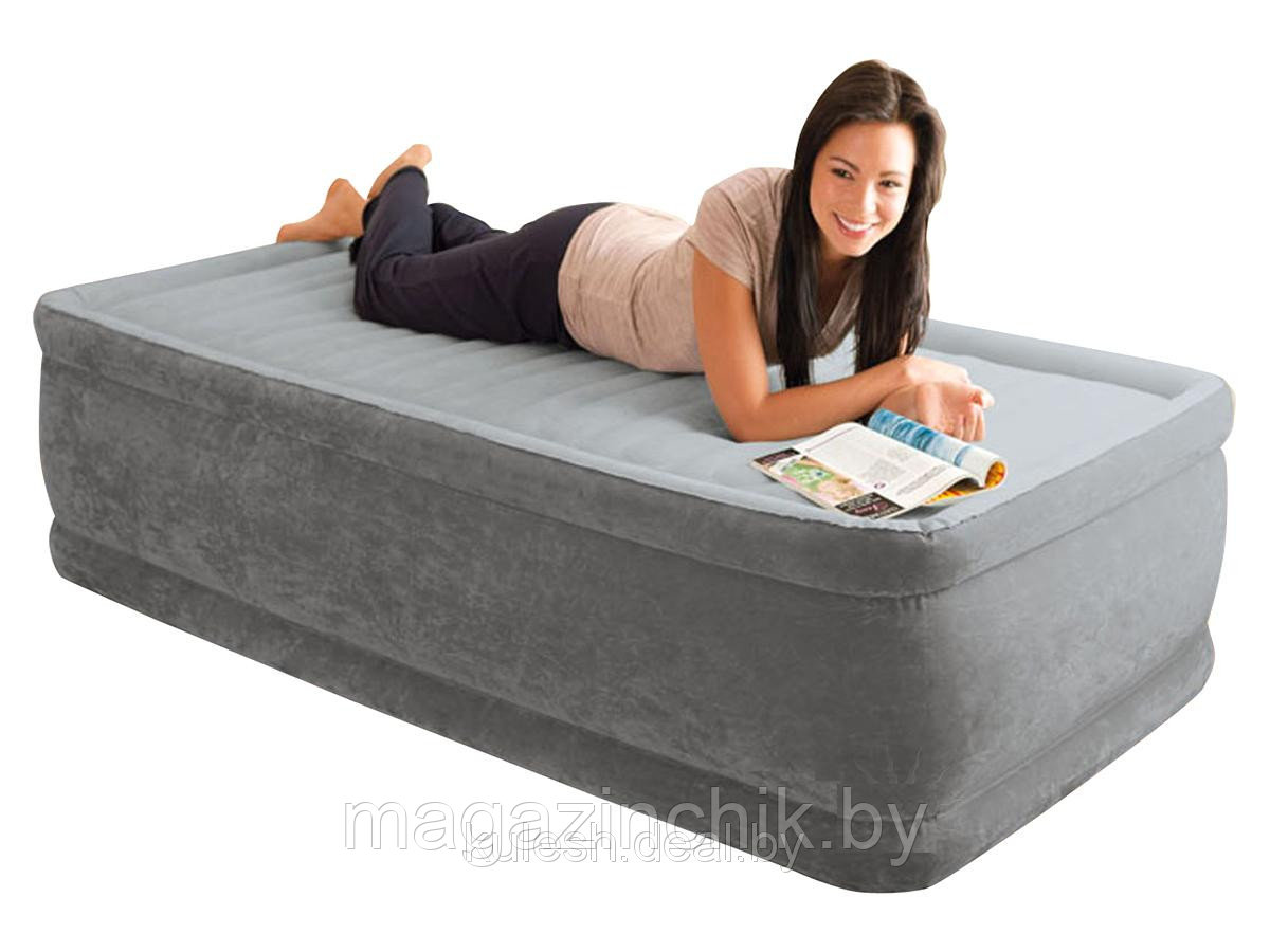 Надувная односпальная кровать-матрас Intex 64412 Twin Comfort-Plush с встроенным электронасосом 99*191*46 см - фото 1 - id-p3967132