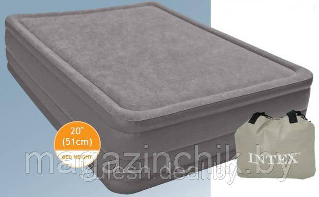 Надувная анатомическая двуспальная кровать-матрас Intex Queen Foam Top 67954 встр.электронасос 203*152*51 см - фото 1 - id-p3967142