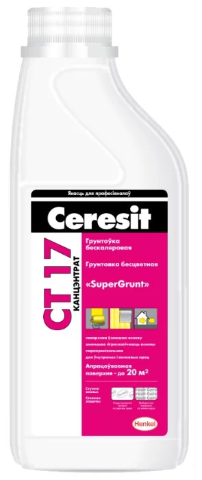 Грунтовка бесцветная, концентрат Ceresit CT 17 SuperGrunt 1 л. - фото 1 - id-p82407846