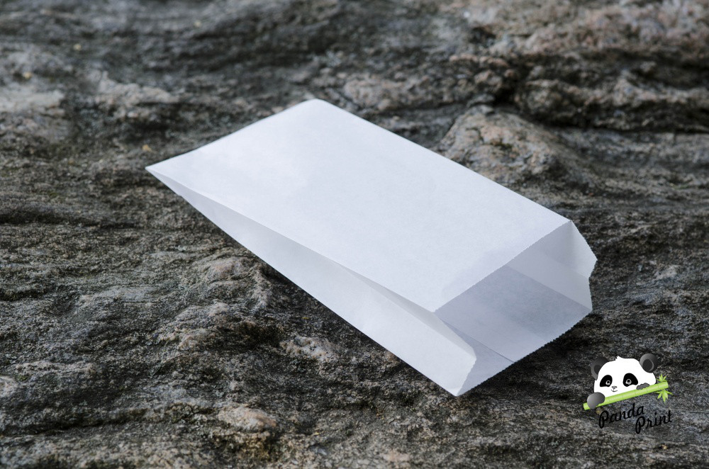 Бумажный пакет с V-образным дном 90х40х205, белый