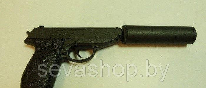 Игрушечный пневматический металлический пистолет с глушителем Airsoft Gun   G.3A