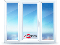 Окно трёхстворчатое ПВХ brusbox 2040×1400