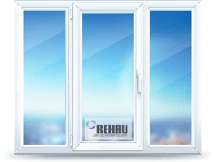 Окно трёхстворчатое ПВХ Rehau 2040×1400