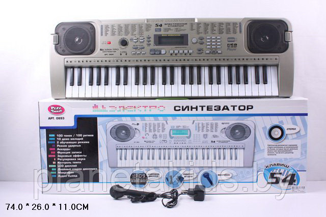 Синтезатор ( пианино) с микрофоном (от сети и от батареек) - фото 1 - id-p69680643