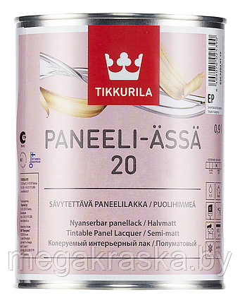 Лак акриловый интерьерный Tikkurila paneeli assa (панели-ясся) полуматовый 0,9л., фото 2