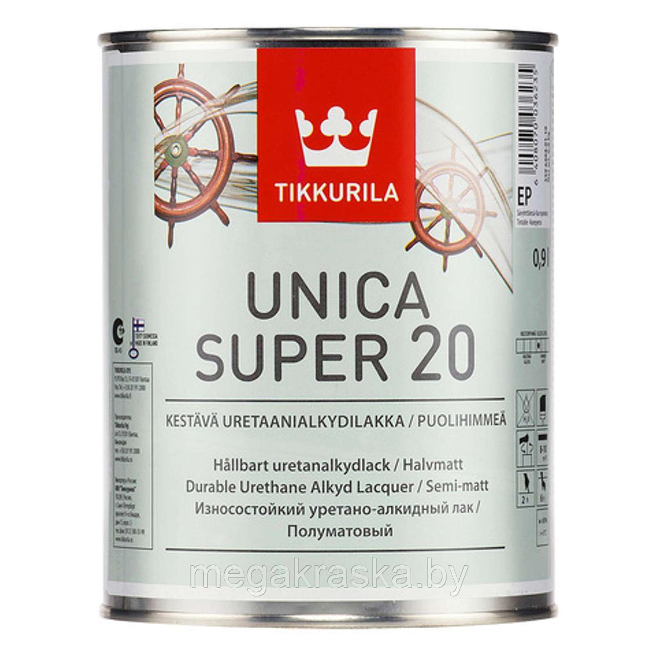 Лак яхтный уретано-алкидный  tikkurila unica super (уника супер) полуматовый 0,9л.