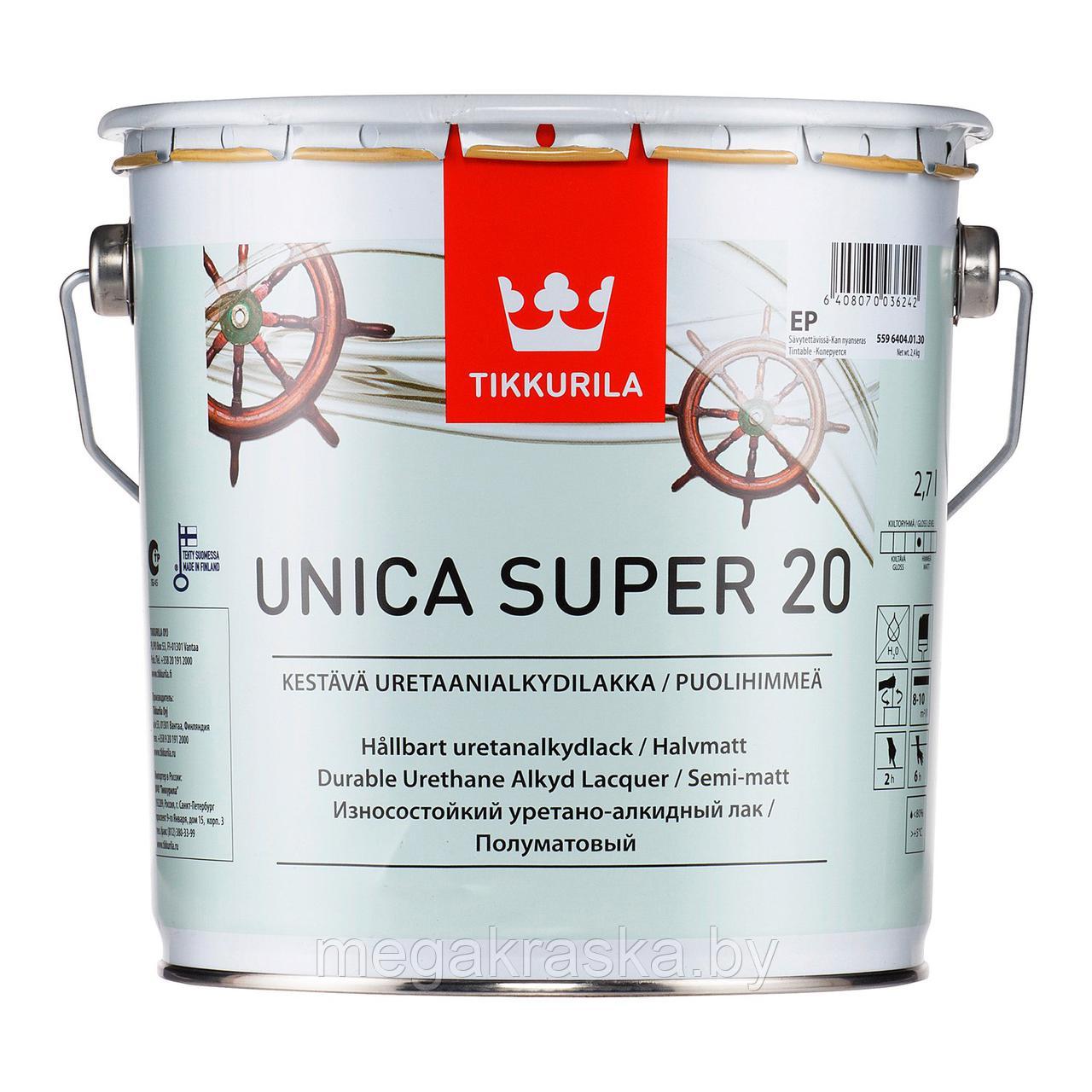 Лак яхтный уретано-алкидный  tikkurila unica super (уника супер) полуматовый 0,9л. ПОЛУМАТОВЫЙ, 2,7л.