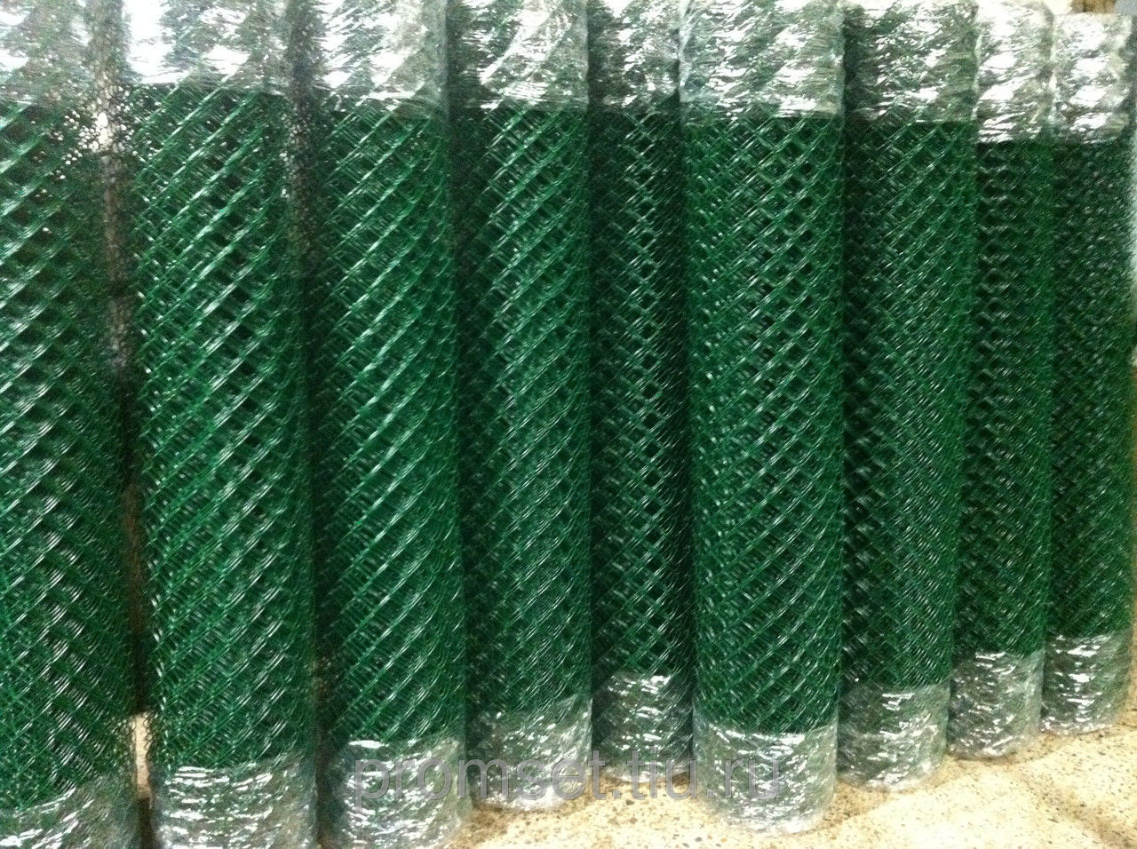 Сетка рабица в ПВХ 2*10 м яч 55*55 ф2.4 мм "зеленый мох" - фото 4 - id-p82657982