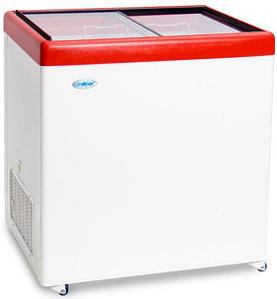 Ларь морозильный классический с прямым стеклом СНЕЖ МЛП-250 красный