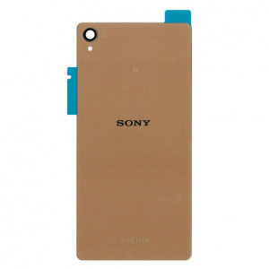 Задняя крышка (стекло) для Sony Z3 (D6603, D6653, D6616, D6633) Золотая  (Gold)