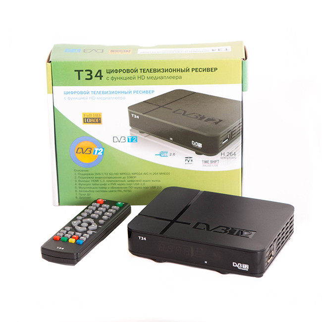 Сигнал T-34 - Цифровая ТВ приставка (ресивер) (HD, DVB-T/Т2, Wi-Fi) с функцией HD-плеера, фото 1