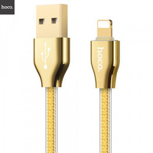 USB дата-кабель HOCO X7 Gold Lightning для Apple iPhone 5, iPhone 5C, iPhone 5s, iPhone 6, iPhone 6s, iPhone 6 - фото 1 - id-p82682950
