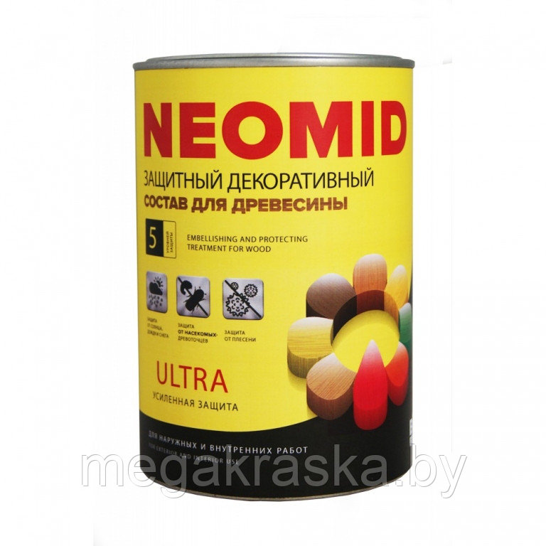 Защитный декоративный состав для древесины "neomid bio color ultra" 0,9л. - фото 1 - id-p82712732