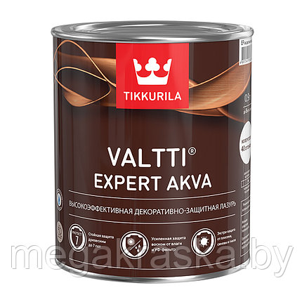 Лазурь декоративная, защитная tikkurila valtti expert akva (валтти эксперт аква) бесцветная+цветная 0,9л., фото 2