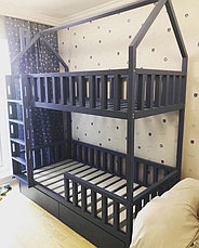 Двухъярусная кровать домик из сосны  "Вуди-5", фото 2