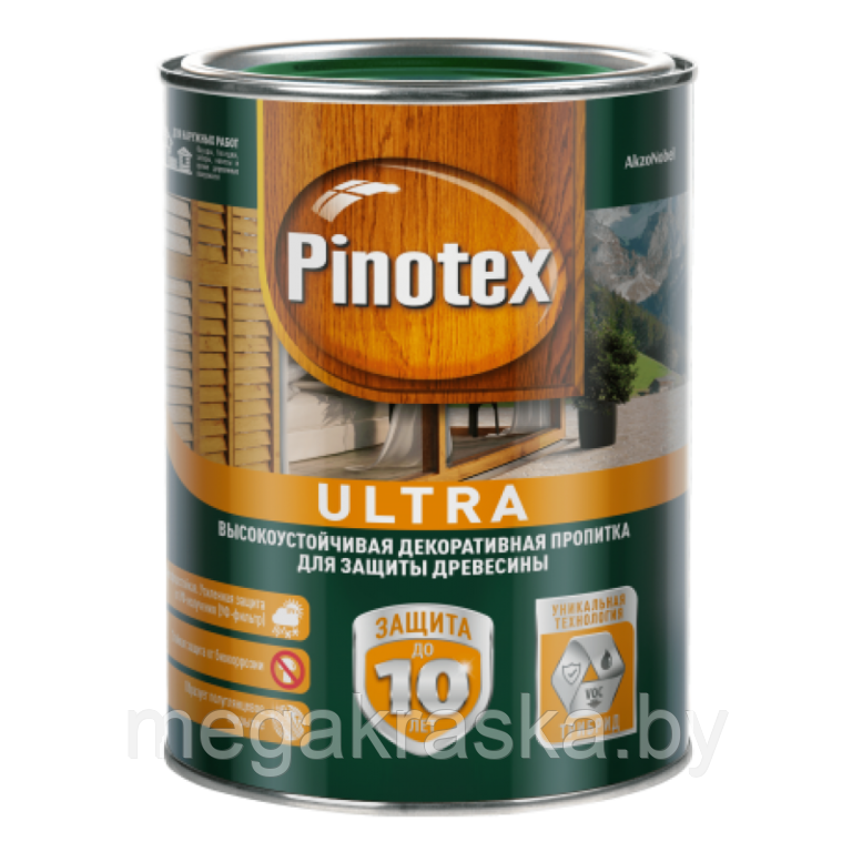 Состав защитный, декоративный для древесины (пропитка) "Pinotex Ultra" (бесцветная+цветная) 1л.