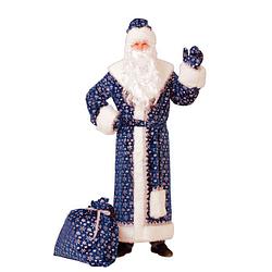 Карнавальный костюм Дед Мороз плюш синий, взрослый