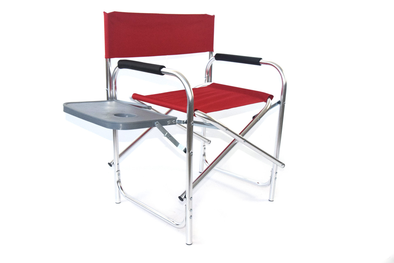 Стул туристический, складной, кресло  с откидным столиком для отдыха, рыбалки, пикника ( Красный )