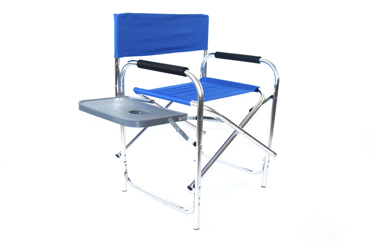 Стул туристический, складной, кресло  с откидным столиком для отдыха, рыбалки, пикника ( голубой)