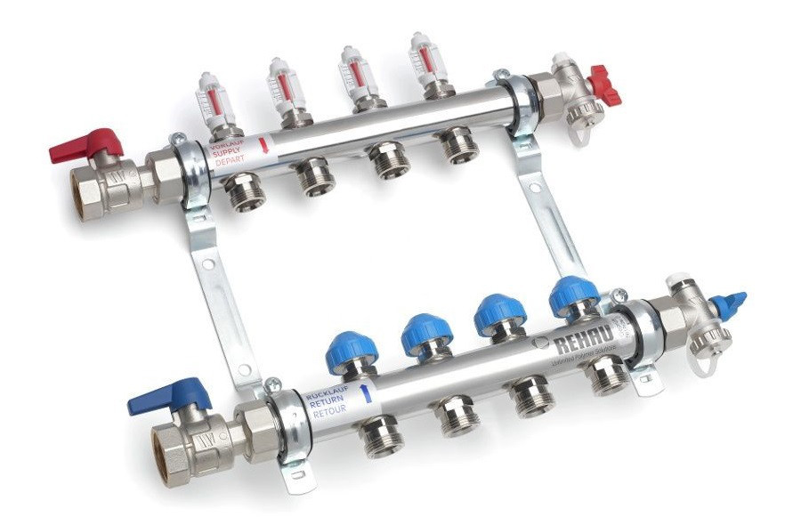 Коллектор с расходомерами (гребенка) HKV-D на 5 контуров REHAU