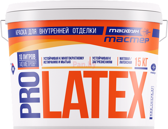 Краска Тайфун Мастер PRO LATEX 4.5 кг. белая (3,1 л.), фото 2