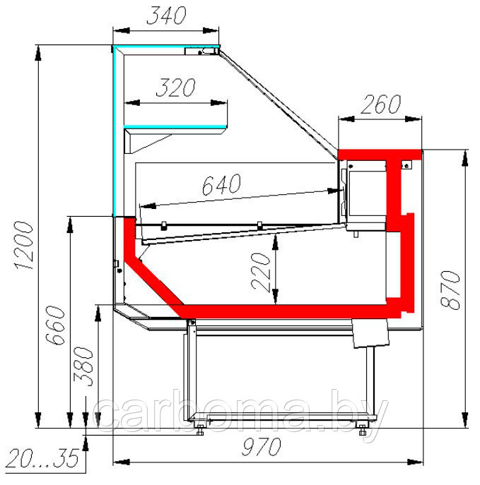 Холодильная витрина Полюс Palm 2 KombiLux / INOX GC95 SM 1,8-1 (ВХС-1,8) 0...+7 - фото 2 - id-p82931608