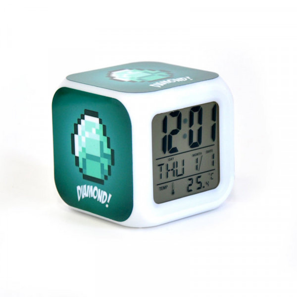 Часы настольные пиксельные "Алмаз!" (Minecraft Diamond!), с подсветкой - фото 2 - id-p77702134
