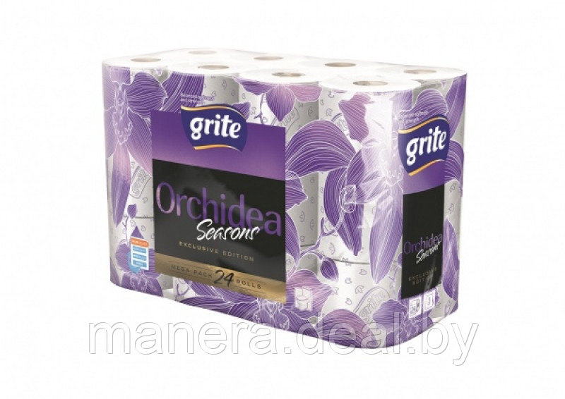 Бумага туалетная GRITE Orchidea Season 3-х слойная 24 рул/уп. - фото 1 - id-p82965098
